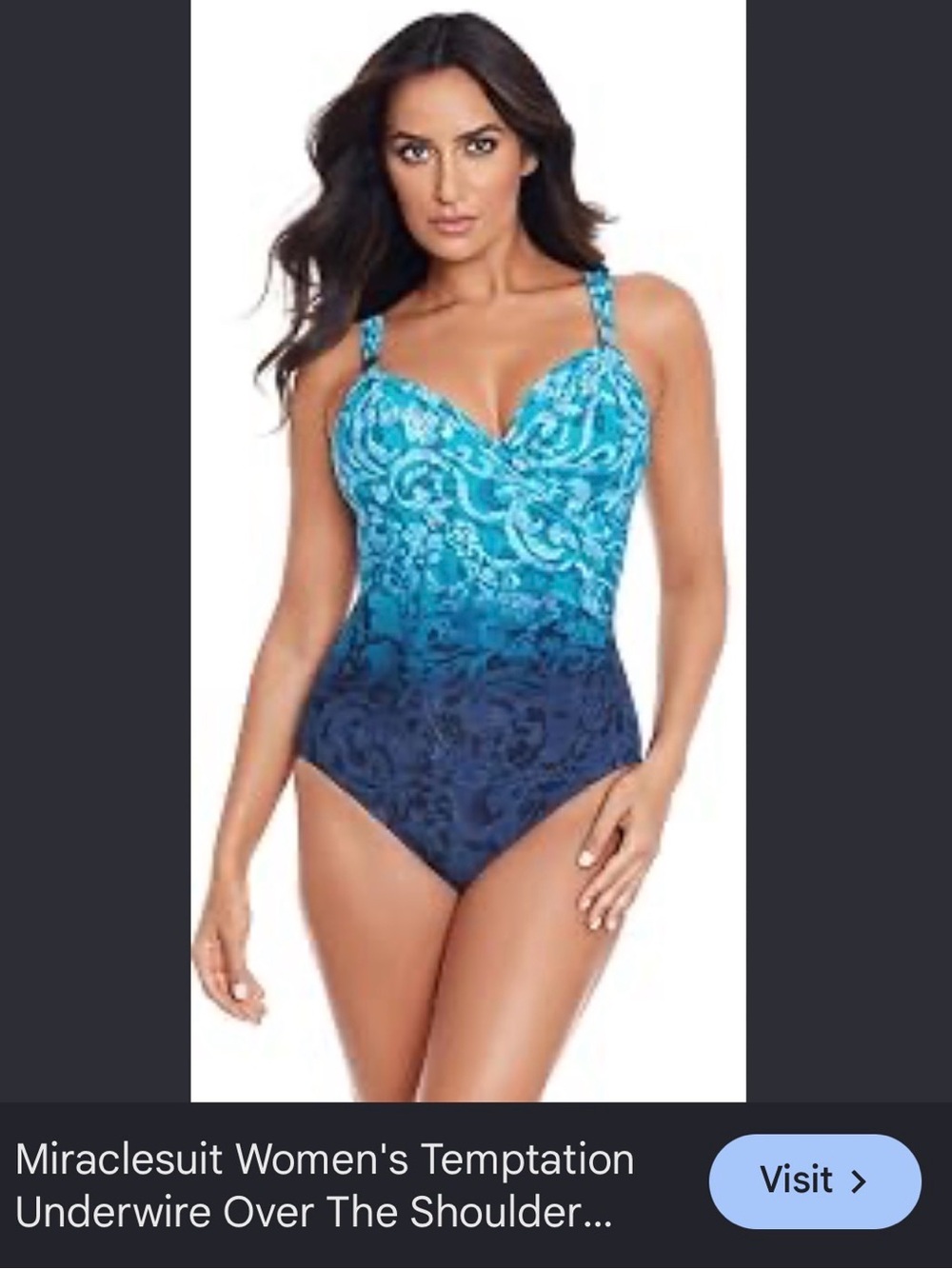 Miraclesuit Turquoise to Navy Ombre Underwire One-Piece Swimsuit